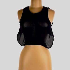 Black Sheer Sleeveless Crop Top
